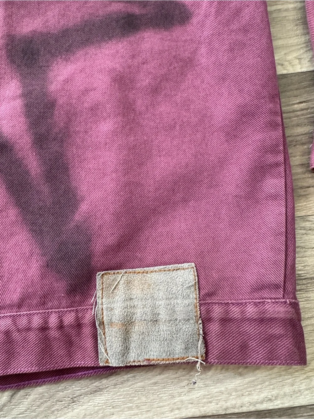 Vintage Overdyed Burgundy Purple Denim Trucker Jacket 100% Cotton Size L/XL
